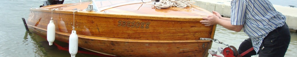 Antique wooden boat restoration image